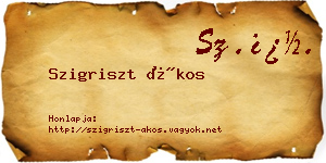 Szigriszt Ákos névjegykártya